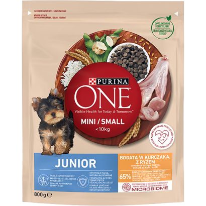 Purina One Junior teljes értékű állateledel kölyökkutyák számára csirkében gazdag, rizzsel 800 g
