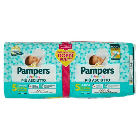 Pampers Baby-dry Junior 22 + 22 Pz
