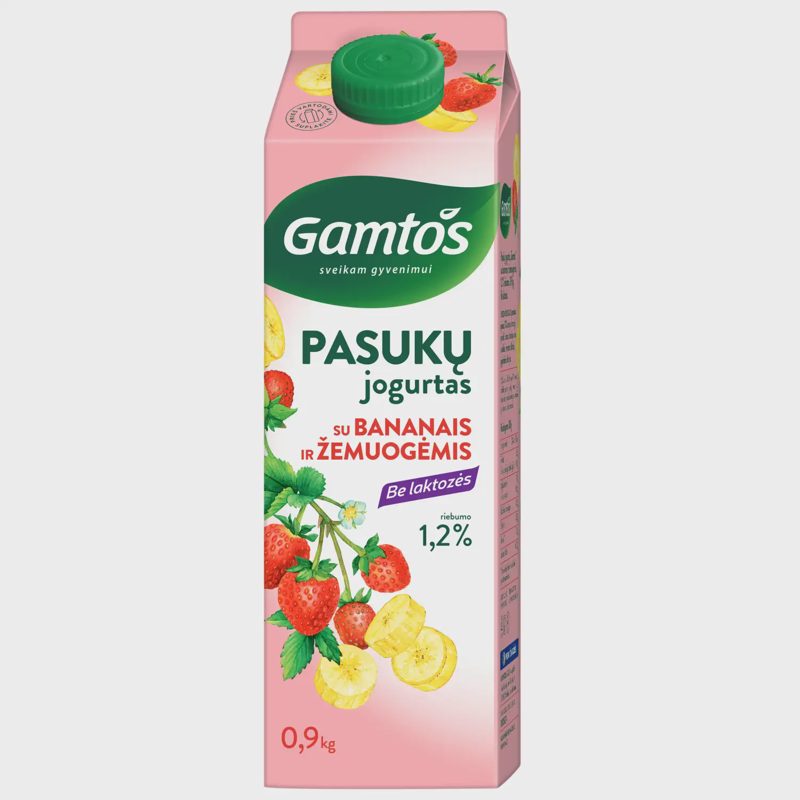 Pas. jogurtas GAMTOS ban., žem., 1,2 %, 900 g