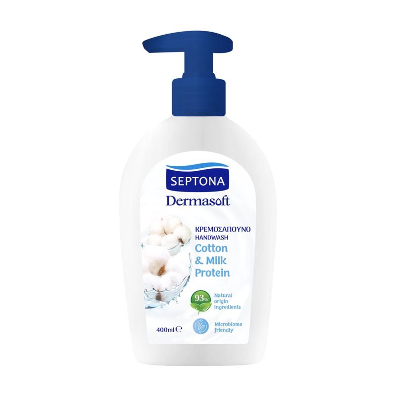 Septona Dermasoft Κρεμοσάπουνο Άντλια Cotton & Milk 400ml
