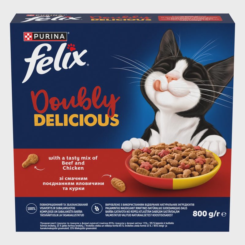 Kačių ėdalas FELIX D. DELICIOUS su jaut. 800g