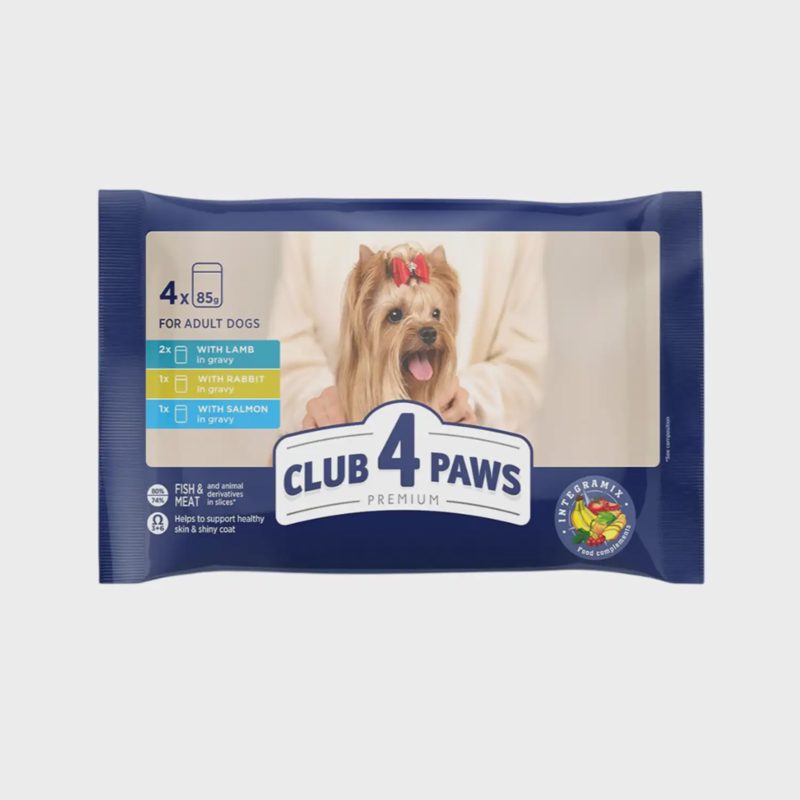 Šunų ėd. triuš., lašiša CLUB 4 PAWS, 4x85 g