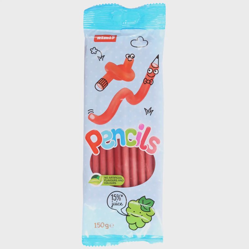 Braškių skonio guminukai RIMI PENCILS, 150 g