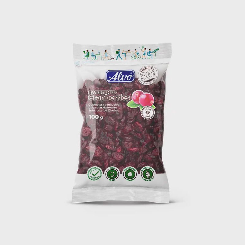 Cukruotos spanguolės ALVO, 100 g