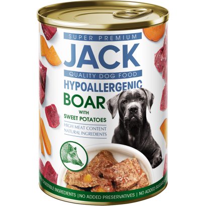 Jack Super Premium hipoallergén teljes értékű felnőtt kutyaeledel vaddisznó édesburgonyával 400 g