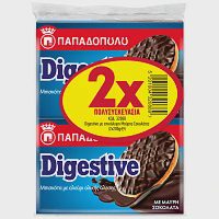 Παπαδοπούλου Digestive Μπισκότα Μαύρη Σοκολάτα 2x200gr