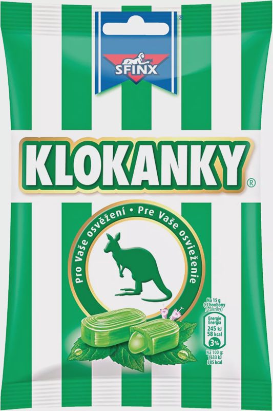 SFINX Klokanky bonbóny s náplní s příchutí mentolu a eukalyptu 90g