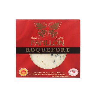 PAPILLON queso francés roquefort rojo elaborado con leche cruda DOP envase 100 g 4 meses de maduración