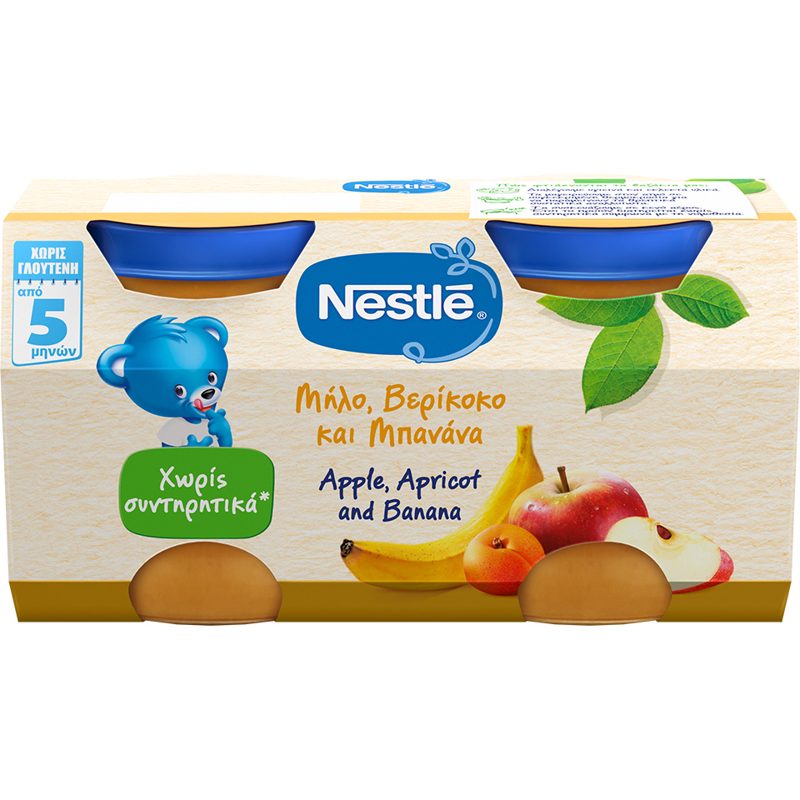Nestle Μήλο Βερίκοκο Μπανάνα 2x125gr