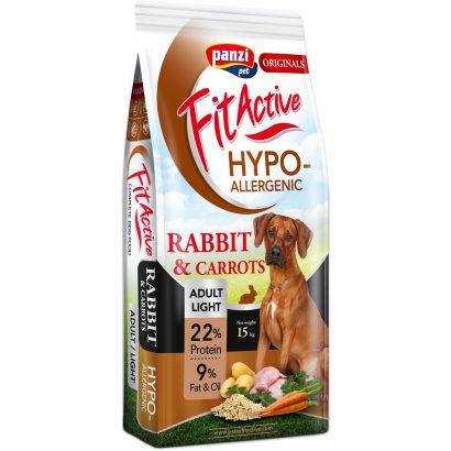 Panzi Fit Active Adult Light Hypoallergenic nyúl teljesértékű eledel felnőtt kutyák részére 15 kg