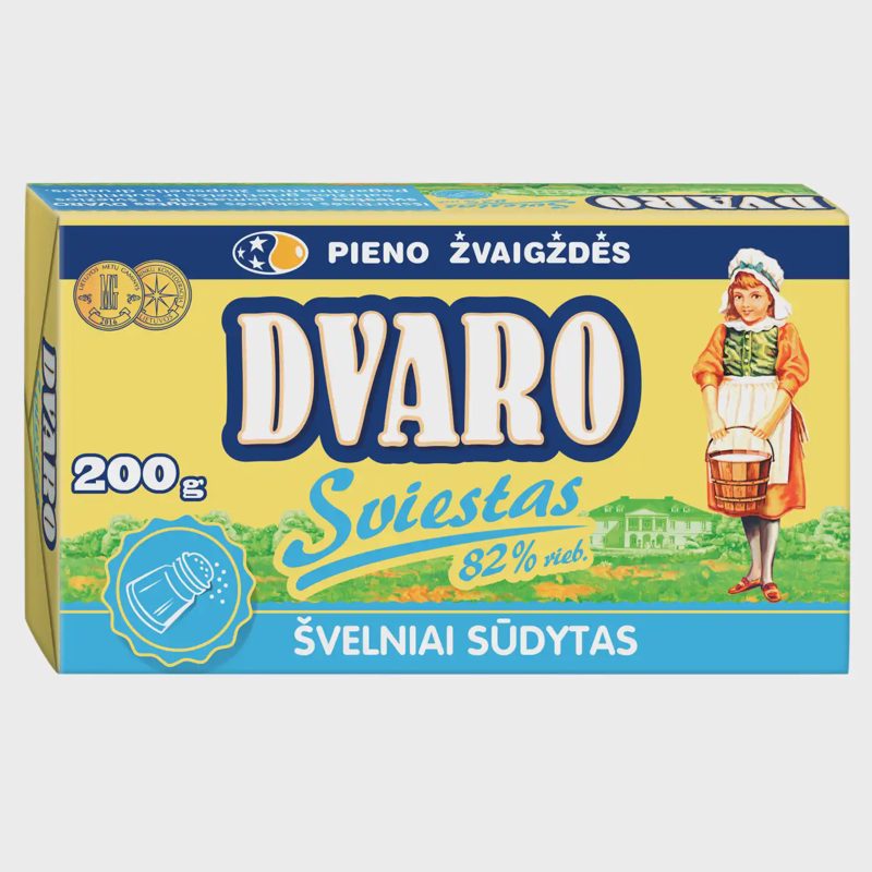 Švelniai sūdytas DVARO sviestas, 82 %, 200 g