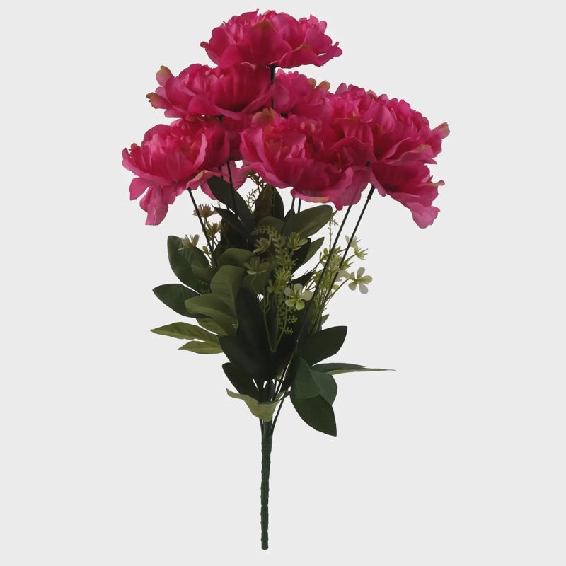 Dirbtinių bijūnų puokštė, raud., 55 cm, AW26
