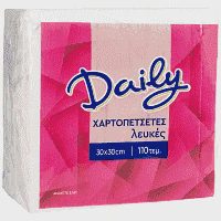 Daily Χαρτοπετσέτες Λευκές 30x30cm 11Φύλλων 0,190kg
