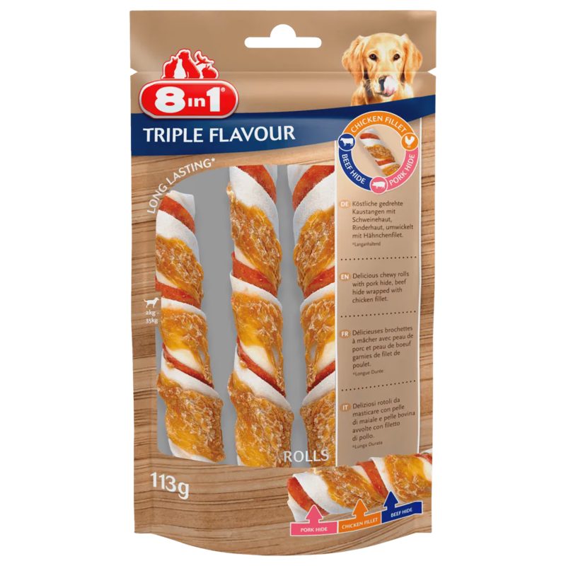8in1 Triple Flavour Rolls Για Σκύλους 113gr