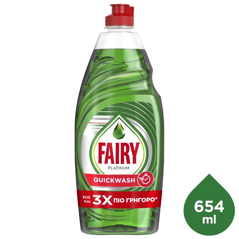 Fairy Platinum Quick Wash Απορρυπαντικό Υγρό Πιάτων 654ml