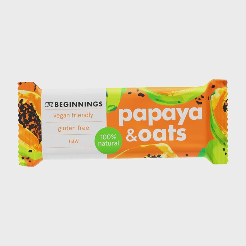 Batonėlis su papaja THE BEGINNINGS, 40 g