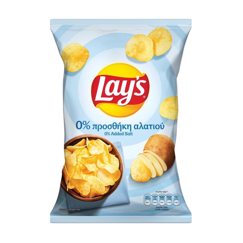 Lay's 0% Προσθήκη Αλατιού 120gr