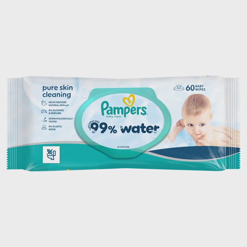Kūdikių servetėlės PAMPERS WATER, 60 vnt.
