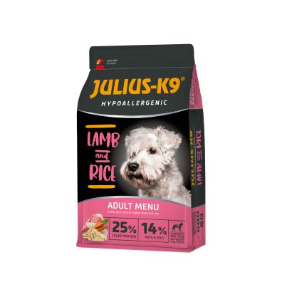 Julius-K9 Hypoallergenic teljes értékű szárazeledel allergiás kutyáknak báránnyal és rizzsel 12 kg