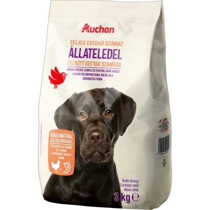 Auchan Kedvenc Száraz állateledel felnőtt kutyák számára baromfi-borsó 3 kg