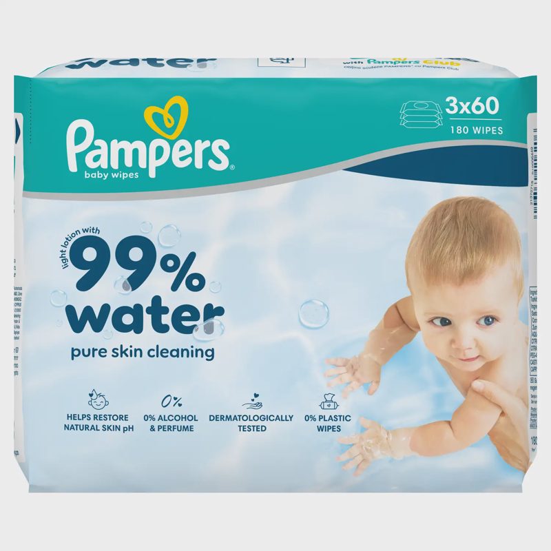 Kūdikių servetėlės PAMPERS WATER, 3 x 60 vnt.