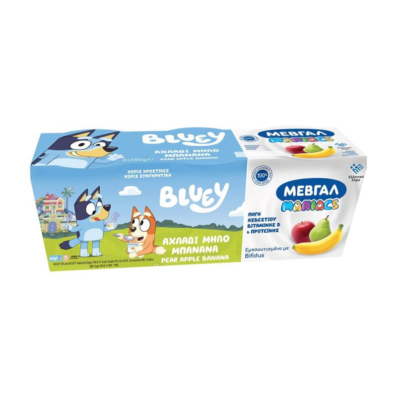ΜΕΒΓΑΛ Bluey Παιδικό Γιαούρτι Φράουλα Μπανάνα 3x140gr