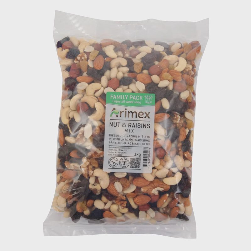 Riešutų ir razinų mišinys ARIMEX, 1 kg