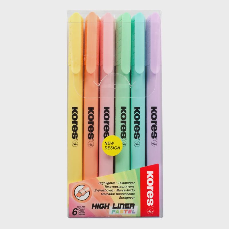 Teksto žymekliai KORES HIGH LINER, 6vnt.