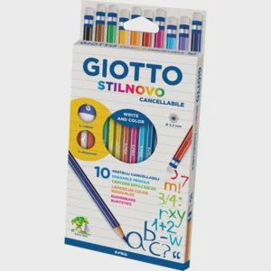 10 PASTELLI STILNOVO CANCELLABILI CON GOMMA E TEMPERINO