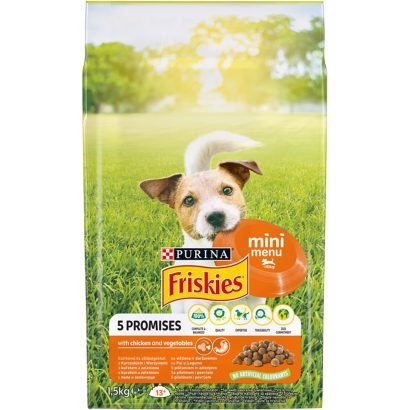 Purina Friskies Mini Menu csirkével és zöldségekkel száraz kutyaeledel 1,5 kg