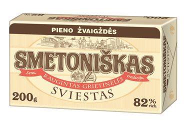 SMETONIŠKAS sviestas, 82 % rieb., 200 g