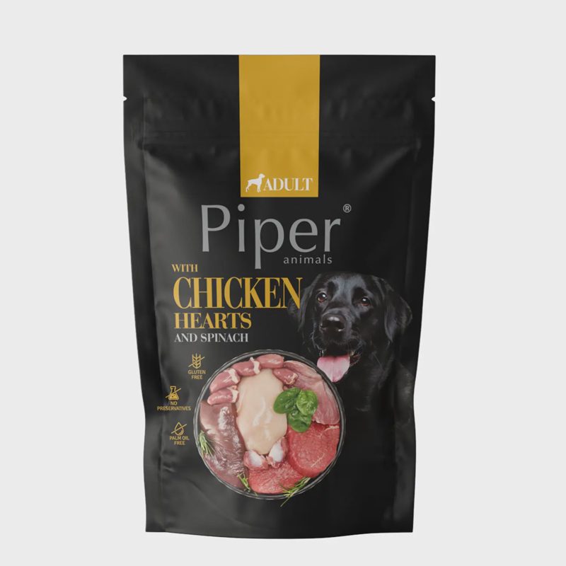 Šunų ėdalas PIPER, širdel., špinatais, 500 g