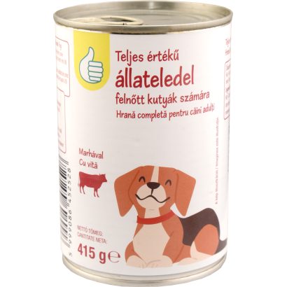 Auchan Tipp Teljes értékű állateledel felnőtt kutyák számára marhával 415 g