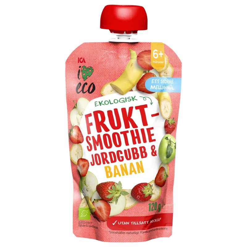 Tyrė su braškėmis ir bananais ICA, 120 g