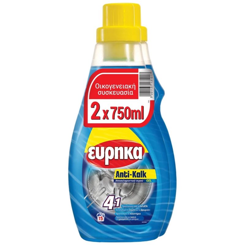 Εύρηκα Anti Kalk Αποσκληρυντικό Πλυντήριο Ρούχων Gel 2x750ml
