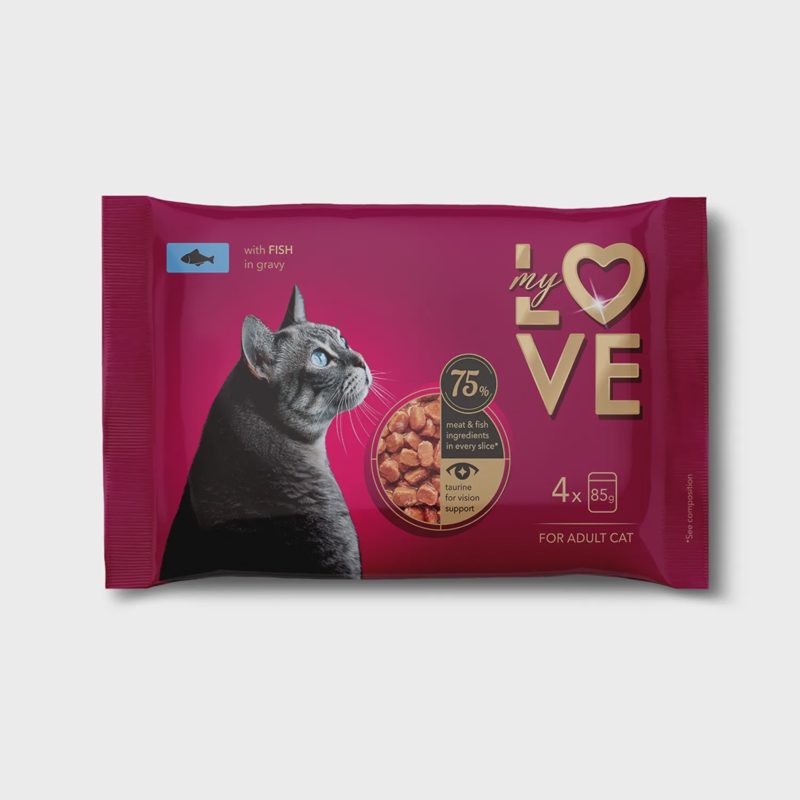 Kačių ėdalas su žuvimi pad. MY LOVE, 4 x 85 g