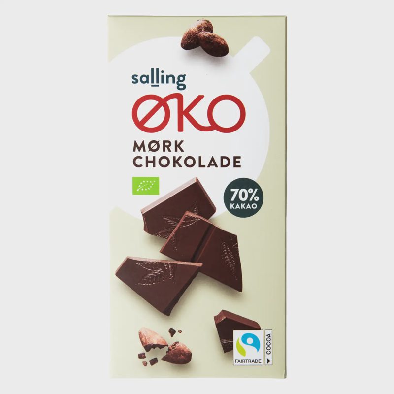 Ekol. juod. šokoladas 70 % SALLING EKO, 100 g