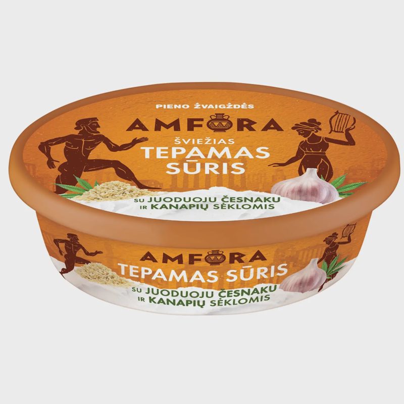 Tepam. sūris AMFORA, juod. česn., 24 %, 180 g