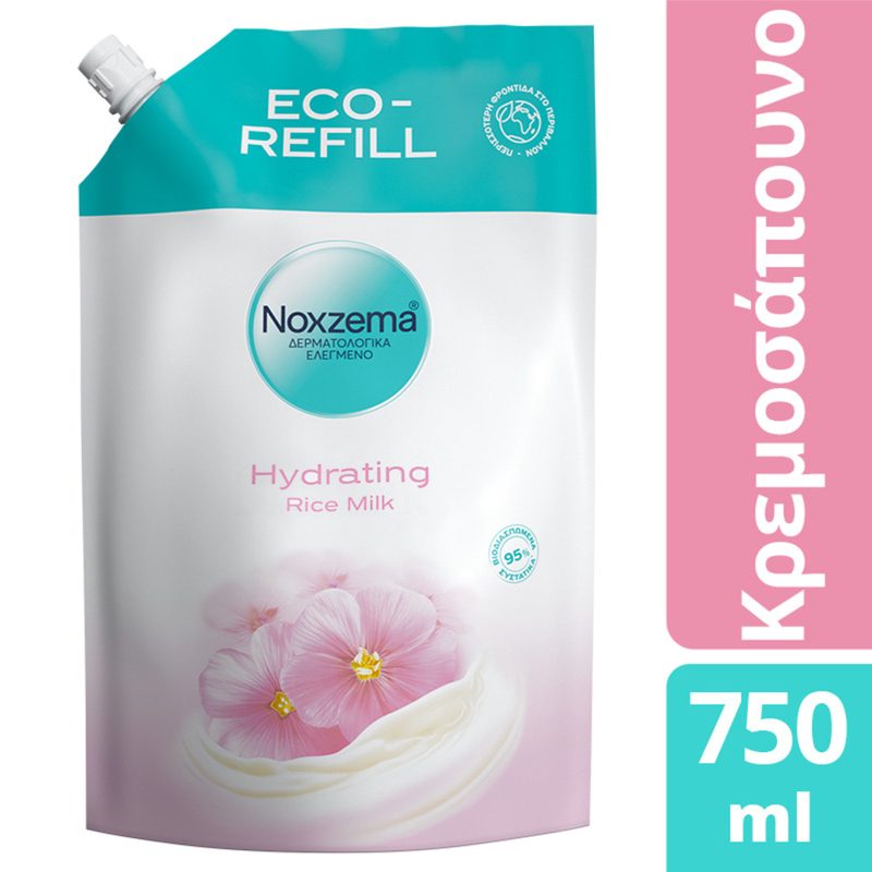 Noxzema Υγρό Κρεμοσάπουνο Rice Milk Ανταλλακτικό 750ml