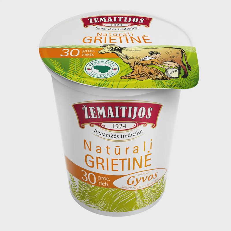 ŽEMAITIJOS natūrali grietinė, 30 %, 400 g