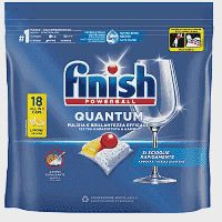 Finish Quantum All In 1 Caps Πλυντηρίου Πιάτων Lemon 18τεμ
