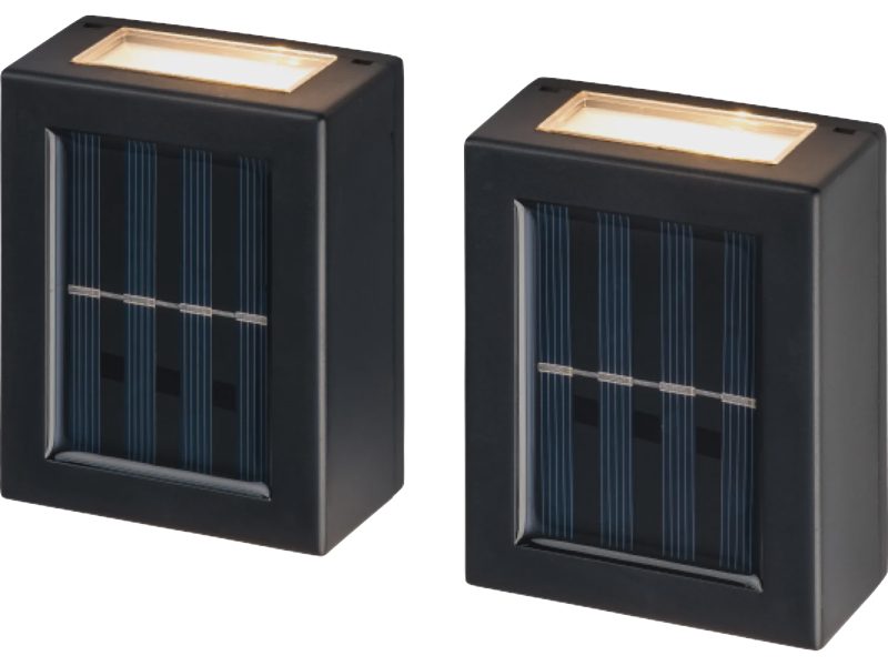 Solcellsdriven LED-vägglampa, 2-pack
