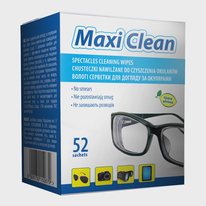 Drėgnos servetėlės akiniams MAXI CLEAN,52vnt.