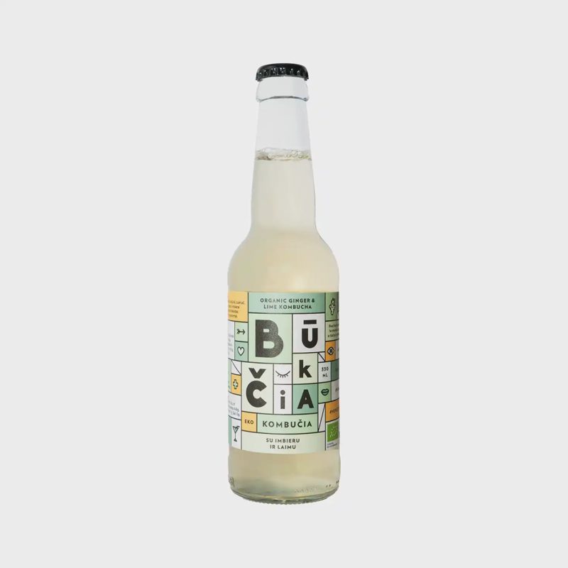 Ekol. kombučia BŪKČIA su imb. ir laimu, 330ml