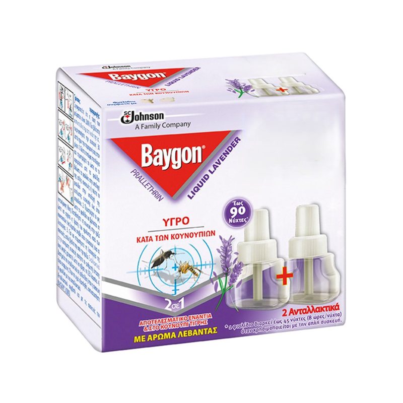 Baygon Υγρό Ανταλλακτικό Λεβάντα 2x27ml 90 Νύχτες
