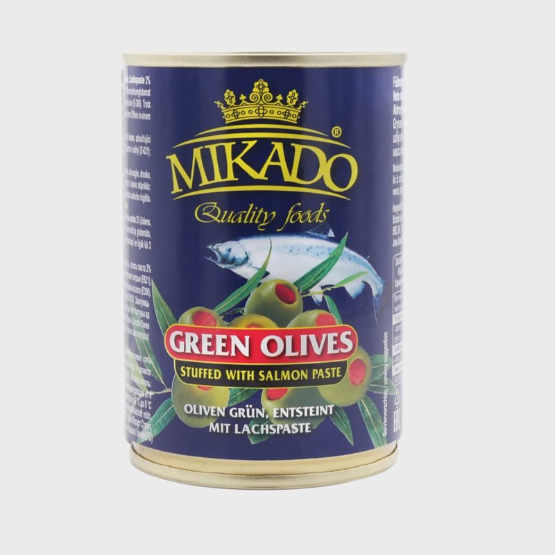 Alyvuogės MIKADO su lašišų įd., 280 g / 90 g