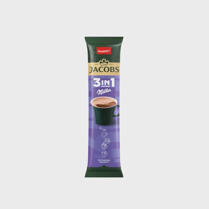 Tirpus kavos gėr. JACOBS 3 in 1 MILKA, 12,4 g
