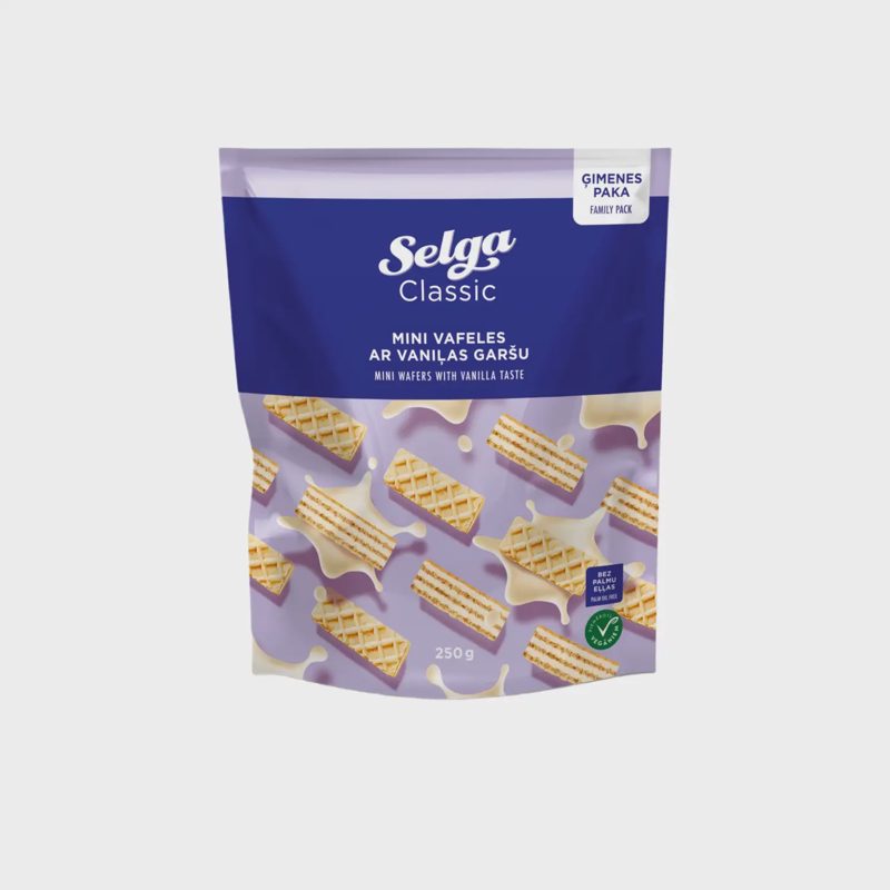 Vanilės skonio mini vafliai SELGA, 250 g