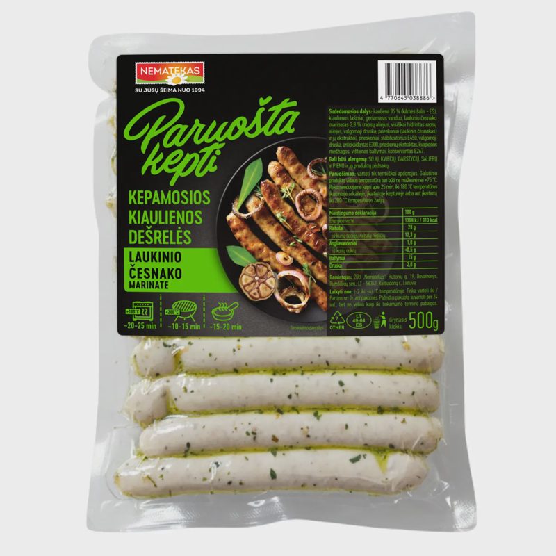 Kiaul. dešr. lauk. česnako marin. PK, 500 g