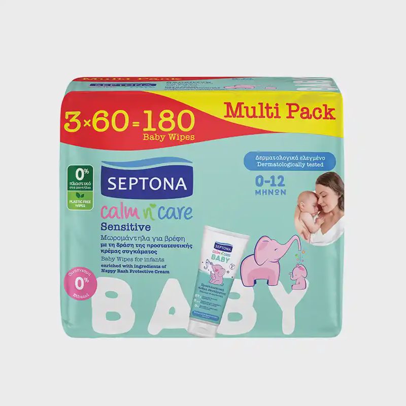 Septona Μωρομάντηλα Calm N' Care Sensitive 3x60τεμ